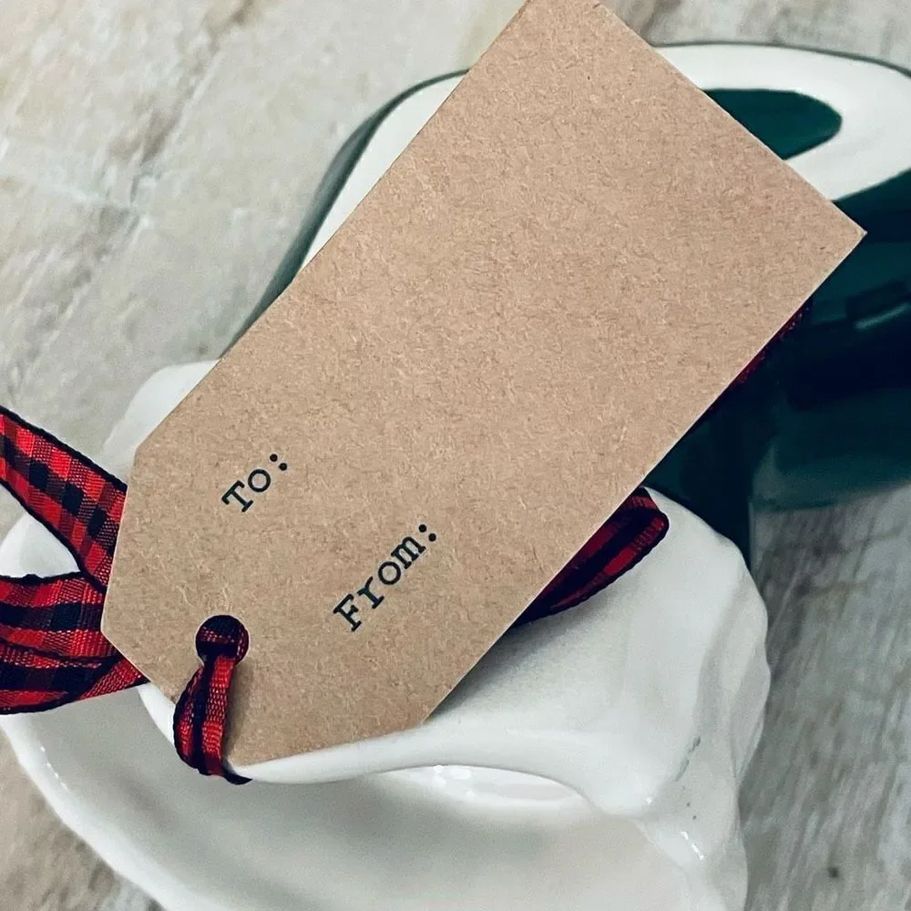 NWT Gorgeous Rae Dunn JOY Green Ceramic Christmas Santa Boot Bootie Stocking
